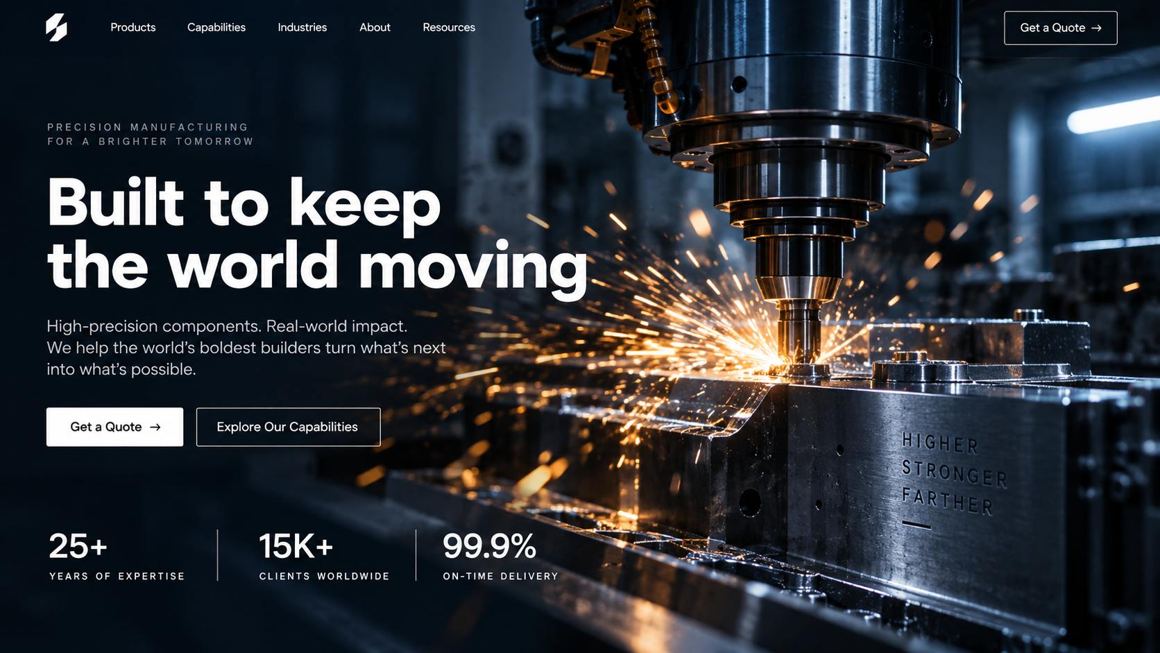 B2B manufacturing site with capability overview