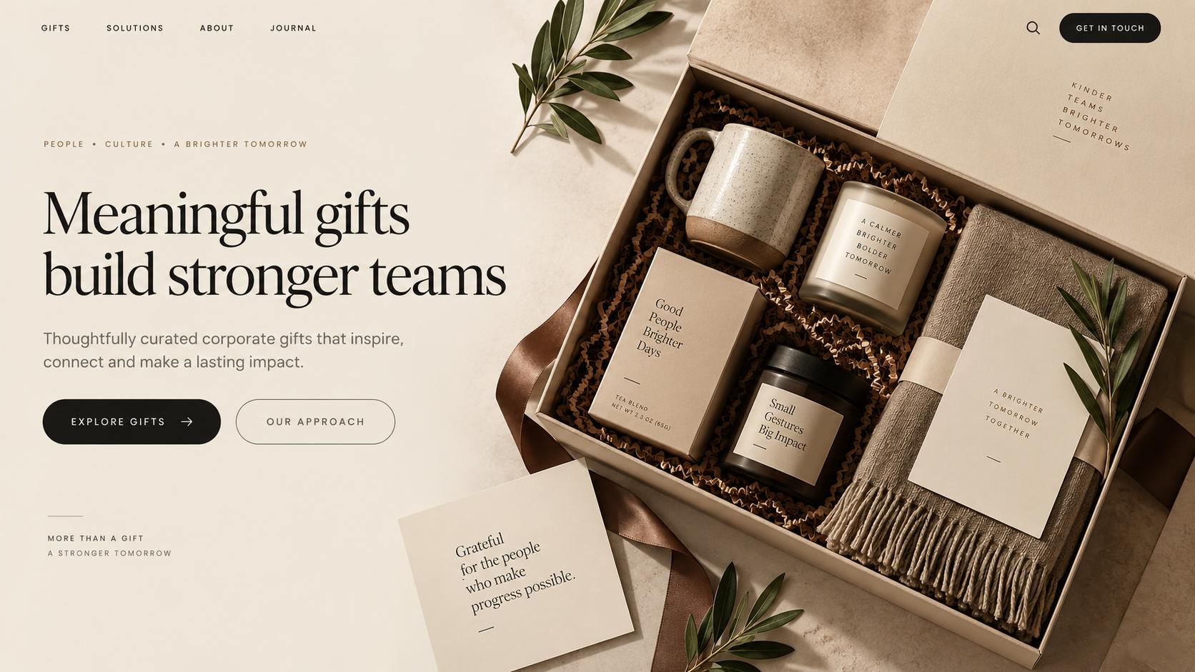 Corporate gifting storefront with curated product sets