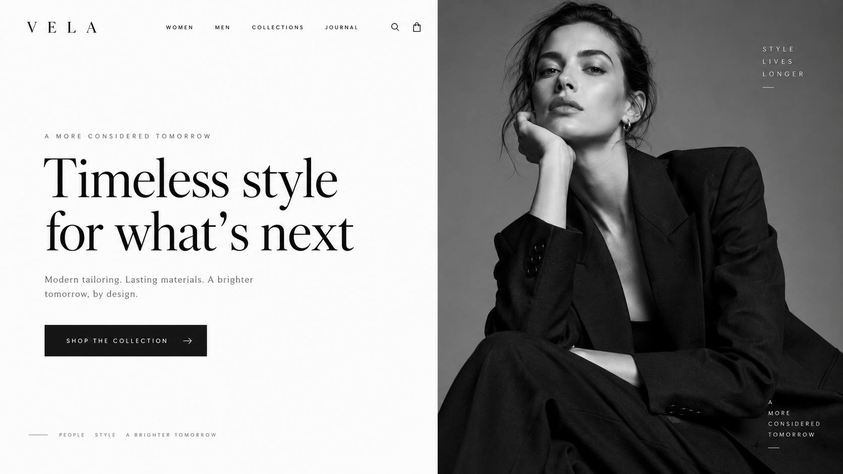 Fashion label lookbook site with full-bleed campaign imagery