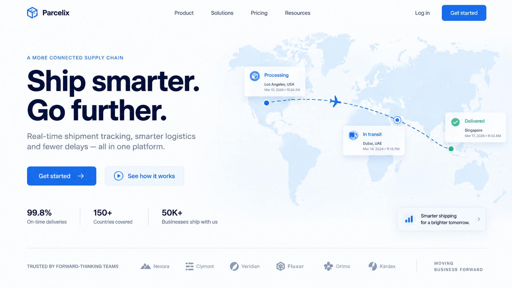 Logistics platform dashboard showing shipments and routing